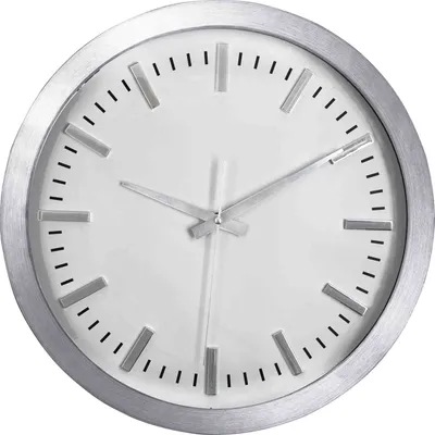 Produktbild von Wanduhr Analog rund Ø 34 cm weiß mit Aluminium Gahäuse