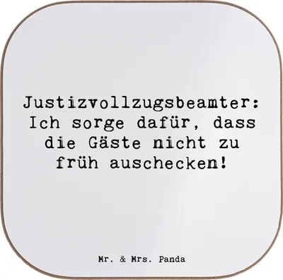 Produktbild von Mr. & Mrs. Panda Tischuntersetzer Spruch Justizvollzugsbeamter Spaß - Weiß - Geschenk, Coaster, Dienst in der JVA, Untersetzer für Gläser, Berufe, Justizvollzugsanstalt