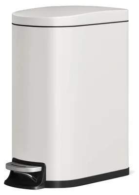 Immagine prodotto di Contenitore per rifiuti - Design elegante in acciaio inossidabile - 50 litri - Coperchio con sistema di chiusura ammortizzata e pedale - Secchio interno estraibile - Bianco