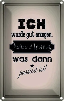 Produktbild von vianmo Blechschild 18x12 cm ich gut erzogen dann passiert Dekoration Spruch Zitat
