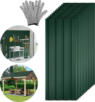 Image de Jayseuw 36xtôle trapézoïdale 115x45 cm=18 ㎡ Tôle de toit pour abri de jardin Carport tôle profilée tôle de toit tôle ondulée plaques de toit tôle murale vert