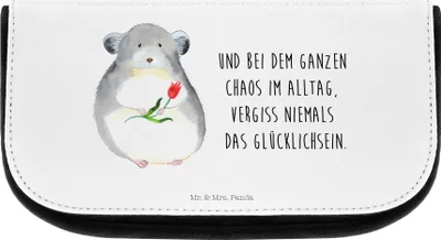 Produktbild von Mr. & Mrs. Panda Kosmetiktasche Chinchilla Blume - Weiß - Geschenk, Büro, Chaos, Kulturbeutel, Kulturtasche, Liebeskummer, Organizer, Chinchillas, Kummer, kulturtäschchen