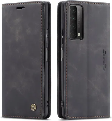 Produktbild von Huawei P Smart 2021 Hülle, LaimTop Retro Kunstledertasche mit Standfunktion Schutzhülle für Huawei P Smart 2021 Schwarz