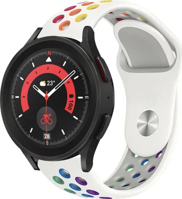 Produktbild von Strap-it Samsung Galaxy Watch 5 Pro Sportarmband (Weiß/Bunt)