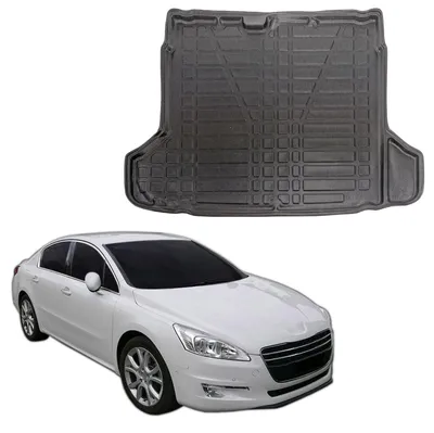 Produktbild von SCOUTT | Kofferraumwanne Laderaumwanne Kompatibel mit Peugeot 508 Sedan 2011-2018, mit Hoher Rand, Kofferraum-Schutzmatte, Geriffelt, Aufrollbar, Schwarz