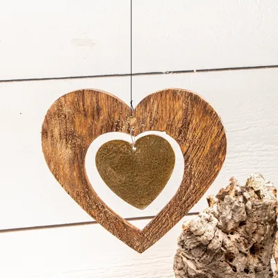 Produktbild von Dekoherz, hängend, Fenster | Holz, Eisen, braun | H 19,0 x B 20,0 cm