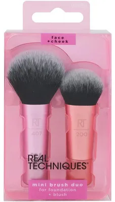 Produktbild von Real Techniques Mini Brush Foundation und Rouge-Duo, Reisegröße, für loses Rouge