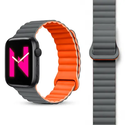 Produktbild von Core Armband für Apple Watch SE/10/9/8/7/6/5/4/3/2/1, Atmungsaktives Silikon Magnet Sportarmband, 38/40/41/42mm - Vulkangrau