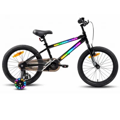 Produktbild von Keskin Bike 16 Zoll Kinderfahrrad mit LED-Rahmen, Leuchtendes Fahrerlebnis für Kinder, Stützräder, Klingel, für Mädchen & Jungen 4-6 Jahre