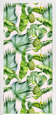 Produktbild von MuchoWow® Türtapete Selbstklebende Türfolie Blätter - Ananas - Muster 90x215 cm Türposter Türaufkleber Klebefolie Türklebefolie - Plakat an der Tür - Türsticker - Aufklebern