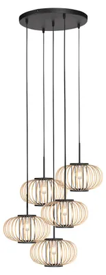 Obrázok produktu pre Závesná lampa - prírodná čierna - HaloSwap - bambus kov - Ø 55cm - E27 - 4523ZW - Steinhauer