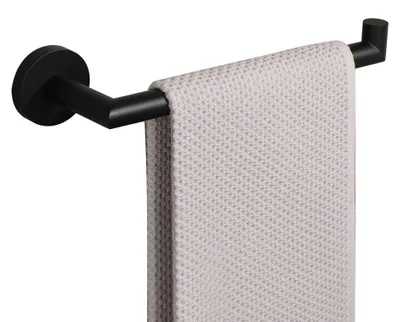 Handtuchhalter Schwarz, 28 cm, Wandmontage