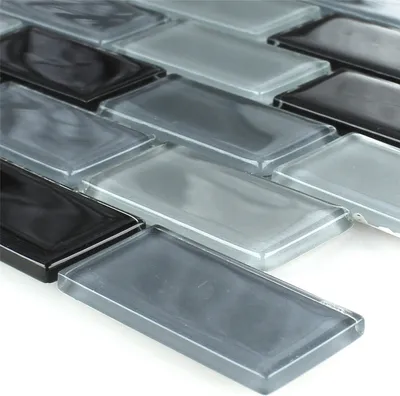 Produktbild von Glasmosaik Fliesen Schwarz Mix 25x50x4mm
