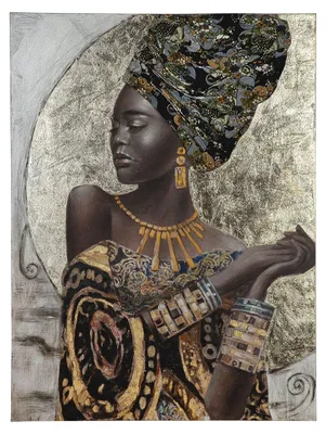 Image de Gilde Bild, rectangulaire, "African Lady", motif féminin, en bois de pin, couleur marron et doré, lot de 1.
Hauteur : 120,00 cm
Largeur : 90,00 cm
Profondeur : 3,60 cm
38081