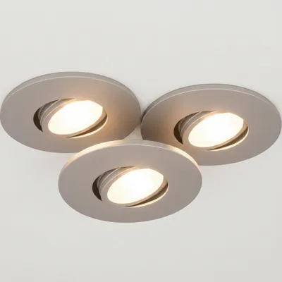 Produktbild von 3er Set LED Einbaustrahler dimmbar schwenkbar silber matt IP44 – Malmbergs MD-350 Ultra Slim 68mm