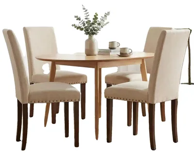 Immagine prodotto di Sedie da pranzo, rivestimento in tessuto, design moderno ed elegante, beige, 4 posti