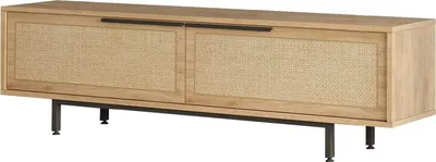 Image de Moimacco - Meuble TV, 160x36x45h cm Noyer Marron, 2 Portes