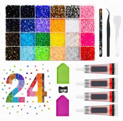 Produktbild von Strasssteine 3mm, 24 Farben, Bastelset für kreative DIY-Projekte