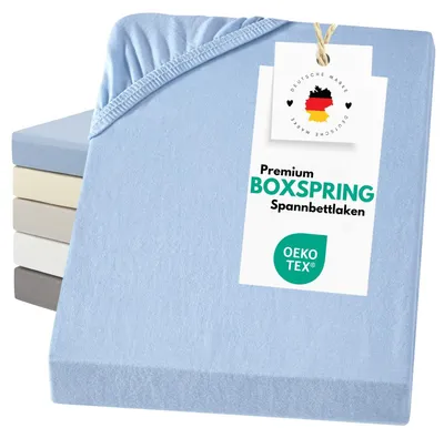 Produktbild von Jersey Bettlaken Boxspring / Wasserbett aus 100% Baumwolle Hellblau 180-200 x 200 cm