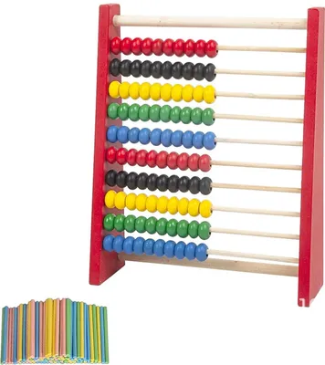 Produktbild von Grundschule Rechenschieber Abakus,Rechenschieber Rechenrahmen Kinder,Rechenschieber Grundschule,Holz Rechenschieber,Grundschule Abakus mit 100 Zählstäbchen, für Kinder ab 3 Jahren, Lernspielzeug