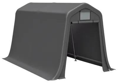 Produktbild von Geräteschuppen 366x213x225 cm Spitzdach, Wasserdichte Zeltgarage mit PE-Plane, Belüftungsfenster & Rolltor: Garagenzelt für Motorrad & Garten