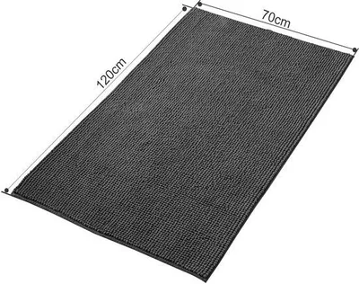 Produktbild von Unyqoos® Rutschfeste Badematte – dunkelgrau Chenille, 70 x 120 cm, saugfähige, hochflorige Badmatte für Dusche, Badezimmer & WC