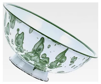 Produktbild von Emaille Schüssel 19 cm Retro mit hohem Fuß – Tiefe Suppen- und Salatschüssel aus emailliertem Stahl, vielseitig für Reis, Nudeln und Küchenaufbewahrung