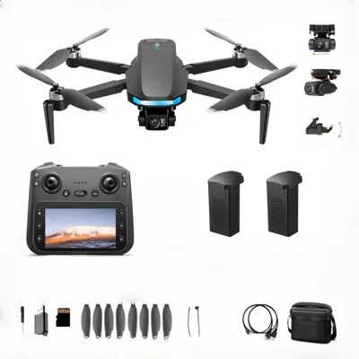 Image de AIORBER Drone GPS avec télécommande à écran 7,2", gimbal 3 axes, caméra 50fps, mode de vol optique, 30 min de vol