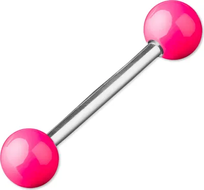Produktbild von viva-adorno Barbell Piercing Stab Zungenpiercing Chirurgenstahl Stahlkugeln glänzend emailliert verschiedene Farben Z374,neon pink Z373