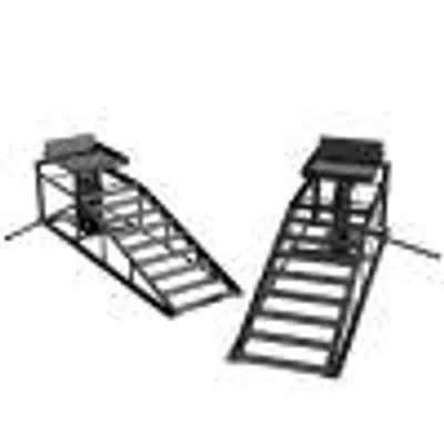 Produktbild von 2er Set hydraulische Auffahrrampen, höhenverstellbar 23–32,5 cm, bis 3 t Gesamttragkraft, für PKW & ATV bis 23 cm Reifenbreite