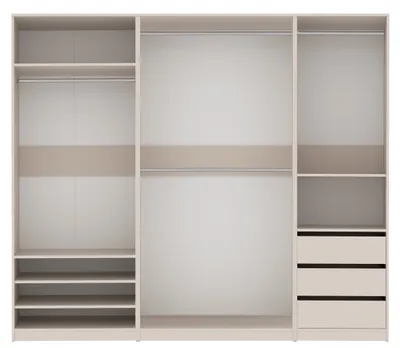 Produktbild von Marmex breiter, großer Kleiderschrank TRES L ohne Türen 240x206x51cm, graubeige cashmere
