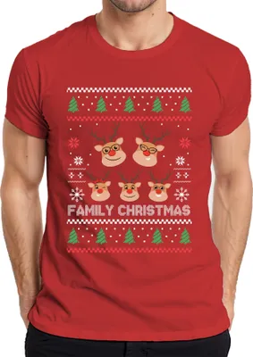 Produktbild von Family Christmas Ugly Sweater Familie - Weihnachten Weihnachtsgeschenk Christmas Herren T-Shirt, Rot, M