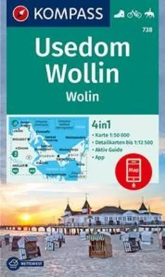 Immagine prodotto di Mappa escursionistica KOMPASS 738: Isola di Usedom - Isola di Wollin/Wolin, scala 1:50.000