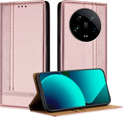 Image de Étui pour Xiaomi 14 Ultra étui en cuir avec fonction stand Rose