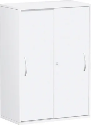 Produktbild von Geramöbel Schiebetürenschrank Oberboden 25 mm, mit Standfüßen, abschließbar, 800x425x1182, Weiß/Weiß, S-383502-WW