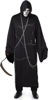 Immagine prodotto di Inquietante costume di Halloween da fantasma in bianco e nero - L