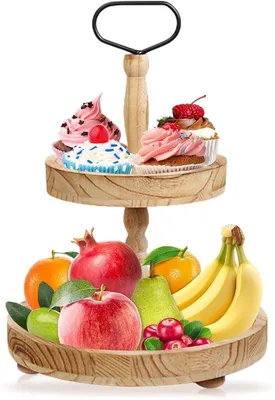 Produktbild von Famanu Etagere 2 Etagen mit Handgriff - Vintage für Kuchen und Obst