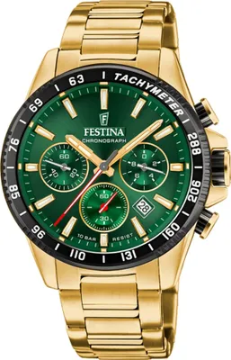 Produktbild von Festina F20634/4 Herrenuhr Chronograph Goldfarben/Grün