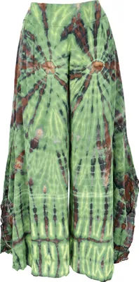Produktbild von Boho Batik Hosenrock, Weite Sommerhose - Grün, Damen, Viskose, Hosen