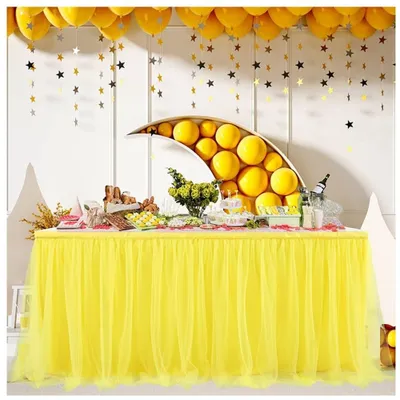 Produktbild von Omgoods - Tüll-Tischdecke, 275 x 77 cm, für festliche Dekoration, Farbe: Gelb