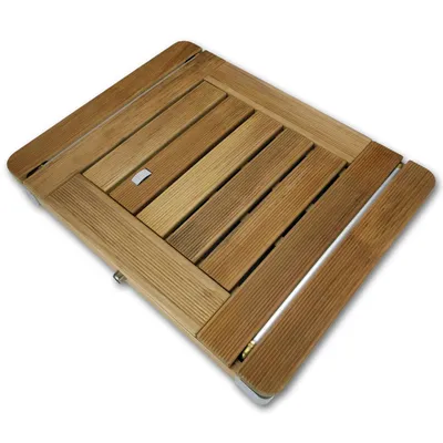 Produktbild von Mobile Gartendusche mit rechteckiger Holz-Plattform - Für Pool & Terrasse