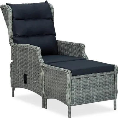 Produktbild von vidaXL Gartenstuhl verstellbar mit Ottomane Poly Rattan hellgrau