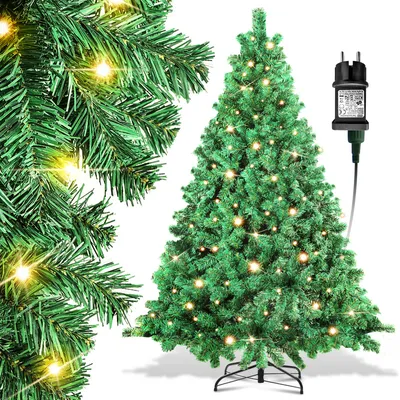 Zdjęcie produktu dla Jopassy Sztuczna choinka z oświetleniem LED Choinka do dekoracji świątecznych, wykonana z PE i PVC, 210 cm, w tym 1200 igieł z PVC, 400 ciepłych białych światełek LED