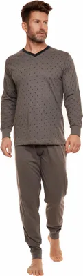 Produktbild von Moonline nightwear Herren Schlafanzug, L, Hellgrau mit Alloverdruck