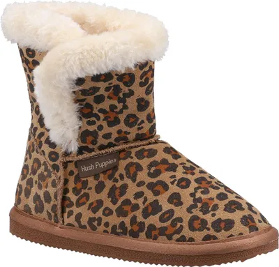 Immagine prodotto di Hush Puppies - Pantofole da bambina "Ashlynn", fantasia leopardo, pelle scamosciata FS9457 (33 EU) (Leopard)