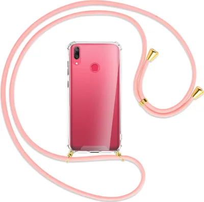 Produktbild von Handykette Backcover-Schutzhülle mit Band (Metall goldfarben) für Huawei Y7 2019, Y7 Prime 2019 - rosa
