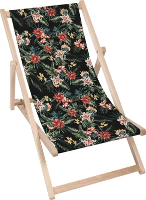 Produktbild von Dreamroots Liegestuhl klappbar Holz, bis zu 130 kg, Sonnenliege klappbar mit 3-stufiger Neigungsregulierung der Rückenlehne, Dark Jungle Exotic
