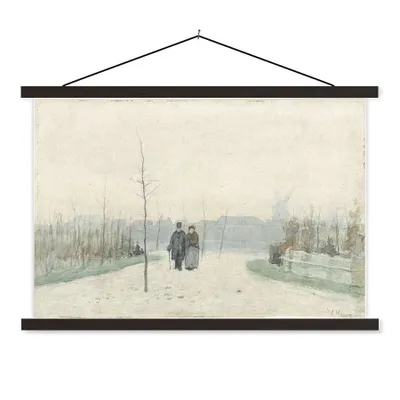 Produktbild von MuchoWow® Textilposter Altes Paar in einem neu angelegten Park - Gemälde von Anton Mauve 60x40 cm mit schwarzem Rahmen - Hölzernes