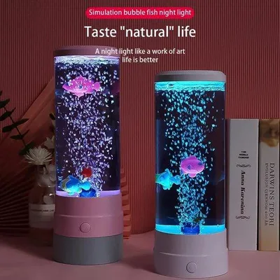 Zdjęcie produktu dla Mała lampka do akwarium do domu i biura – 5 różnych kolorów – zasilana bateryjnie – miniaturowa – z portem USB