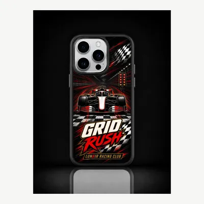 Productafbeelding van iPhone 15 Pro hoesje, telefoonhoesje, beschermhoesje, case met racebaanmotief – LUNØIR ©